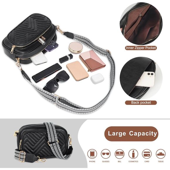 Crossbody Bag Women Vegan Leather Small Space Saver Stylish Travel Purse - Picture 3 of 7